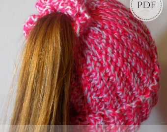 Ponytail hat crochet pattern, messy bun beanie pattern, crochet hat pattern