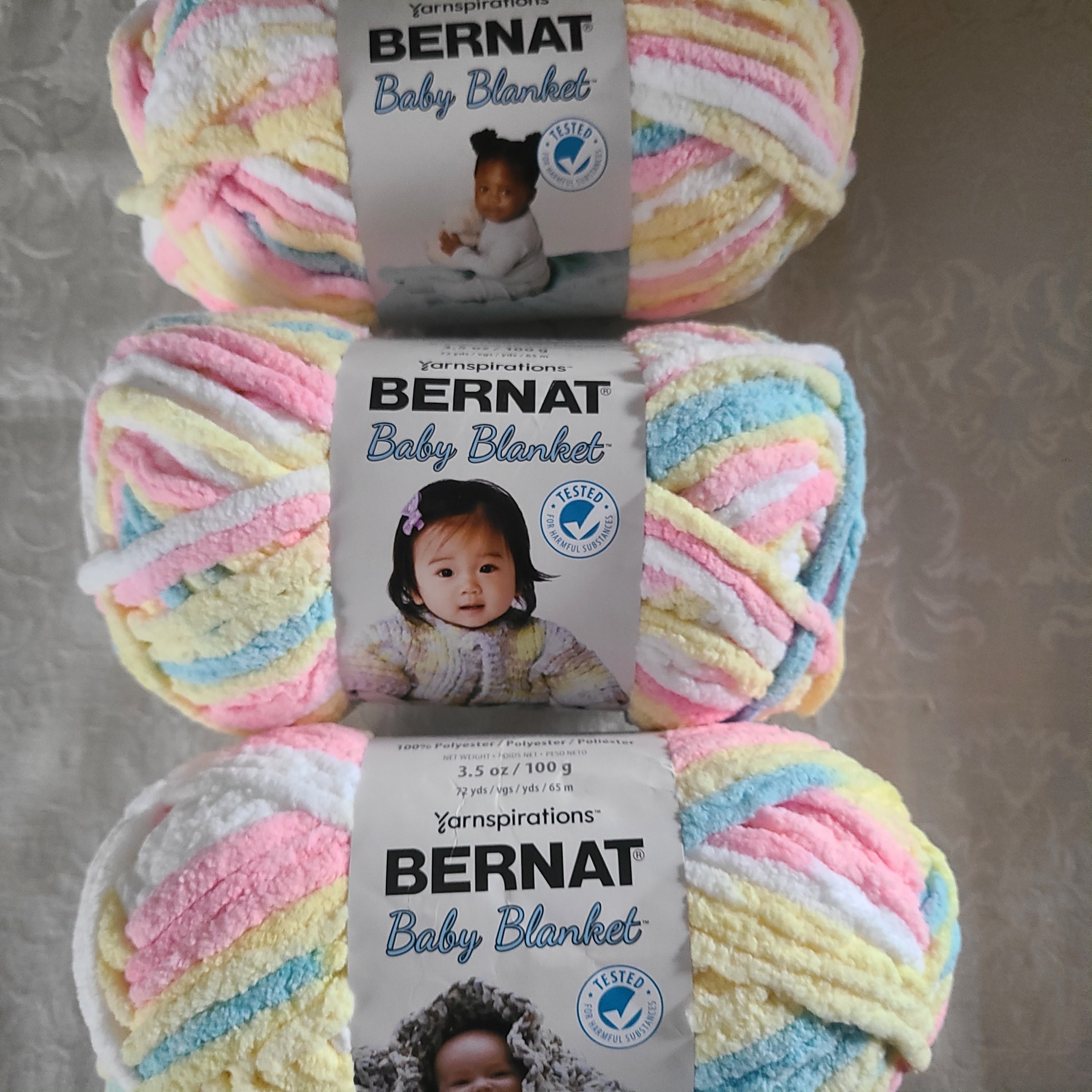 Baby-safe Sparkle Bernat Baby Blanket Yarn, Super Bulky 6, 10.5oz/220 Yds,  No-scratch Sparkle, Soft Polyester Chenille, Low & Fast Ship 