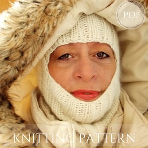 Balaclava knit pattern, ski mask hat knitting pattern, winter hat pattern, pdf, instant download hat pattern