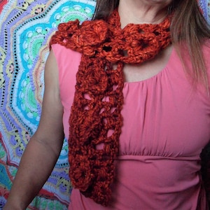 Flower Puff Crochet Scarf Pattern, Flower Crochet Scarf Pattern, Anzula Buxom Pattern, video tutorial link included