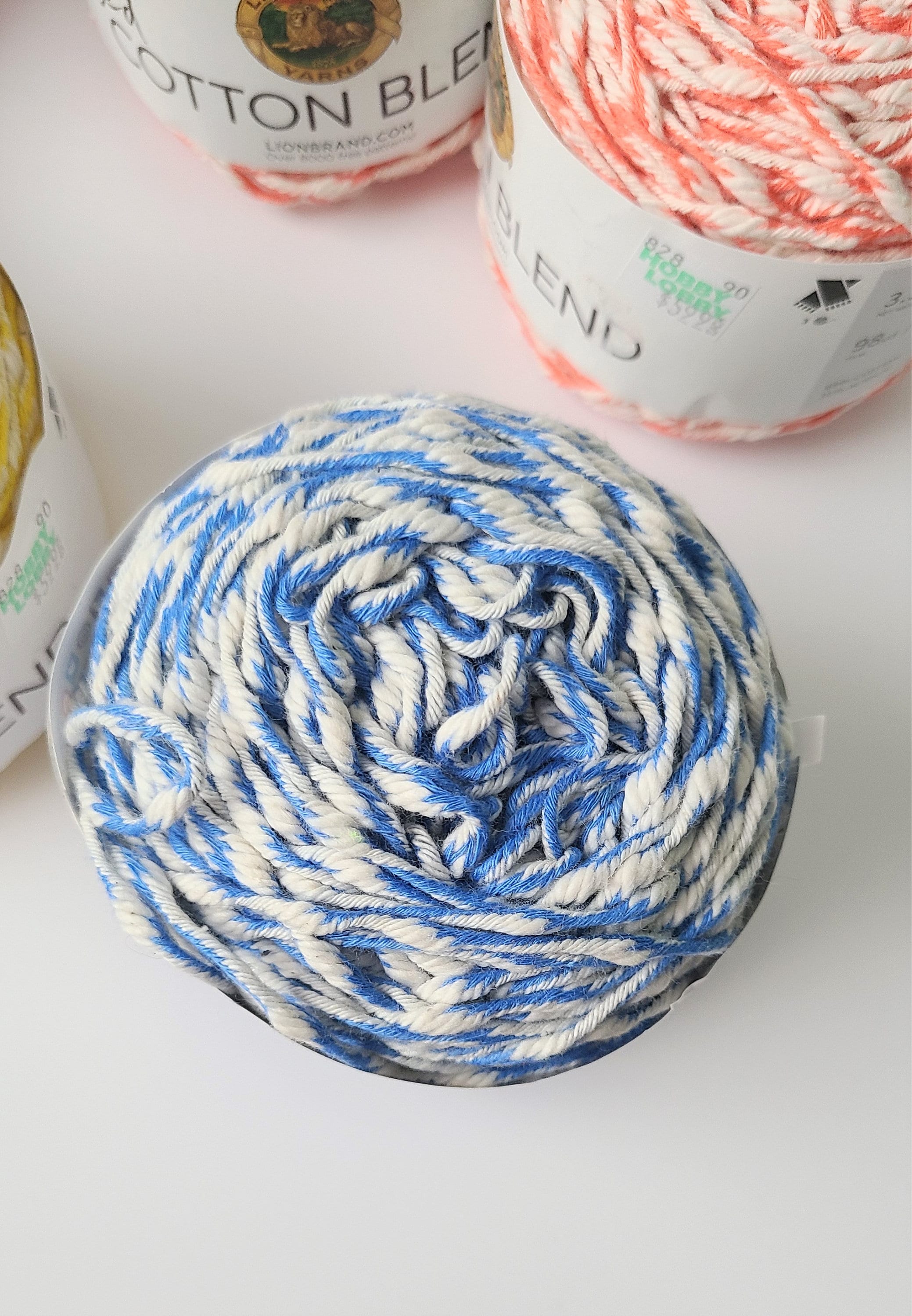 Lion Brand Twisted Cotton Blend, Cotton Acrylic Yarn, Destash Yarn