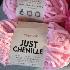 Premier Just Chenille, Pink, 65 Yards, Super Bulky 6, Plushie Yarn