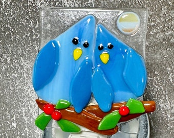 Love Birds Fused Glass Night Light