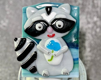 Raccoon Fused Glass Night Light