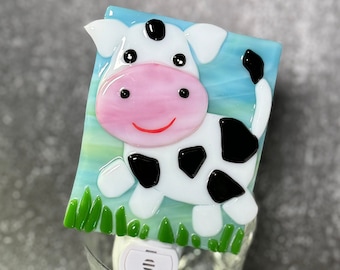 Cow Fused Glass Night Light