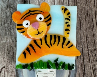 Tiger Fused Glass Night Light