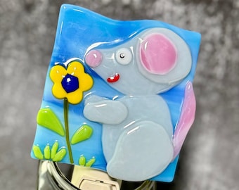 Grey Mouse Fused Glass Night Light
