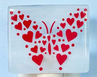 Butterfly Heart Fused Glass Night Light!