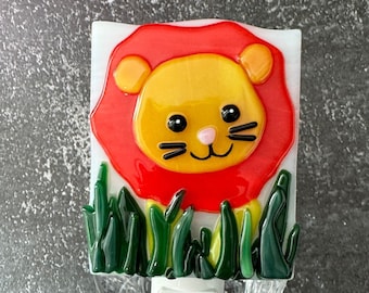 Cute Lion Fused Glass Night Light