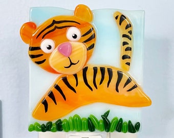 Tiger Fused Glass Night Light