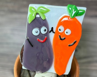 Eggplant and Carrot Fused Glass Night Light