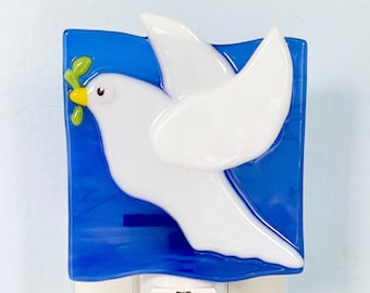 Dove Fused Glass Night Light