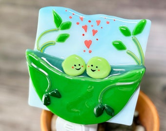 Two Peas in a Pod Fused Glass Night Light