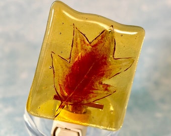 Yellow Leaf Fused Glass Night Light