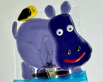 Hippo Fused Glass Night Light