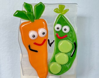 Carrot and Peas Fused Glass Night Light
