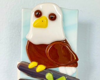 Cute Bald Eagle Fused Glass Night Light