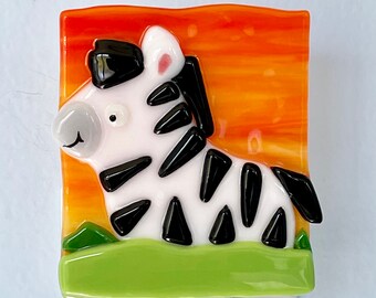 Zebra Fused Glass Night Light