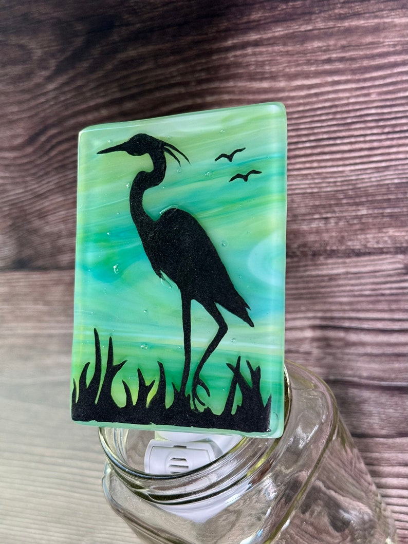 Egret Fused Glass Night Light image 4