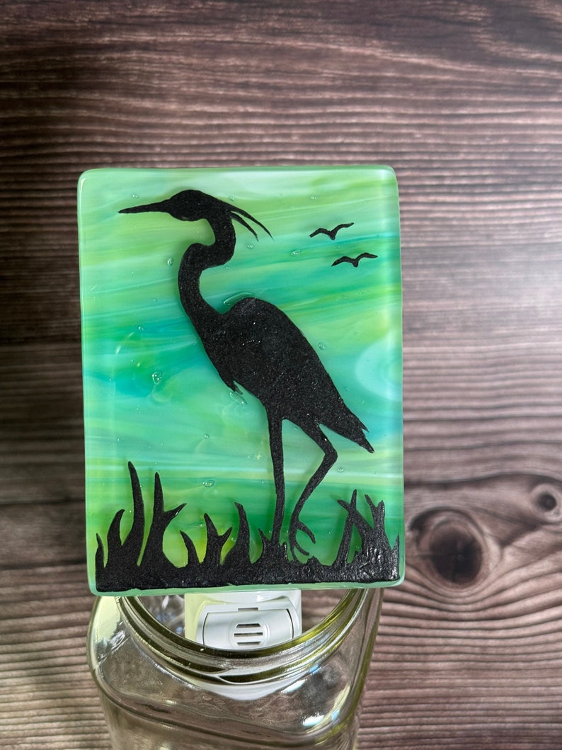 Fused glass egret night light