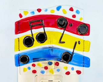 Music Notes Fused Glass Night Light