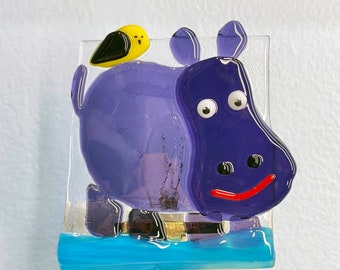 Hippo Fused Glass Night Light