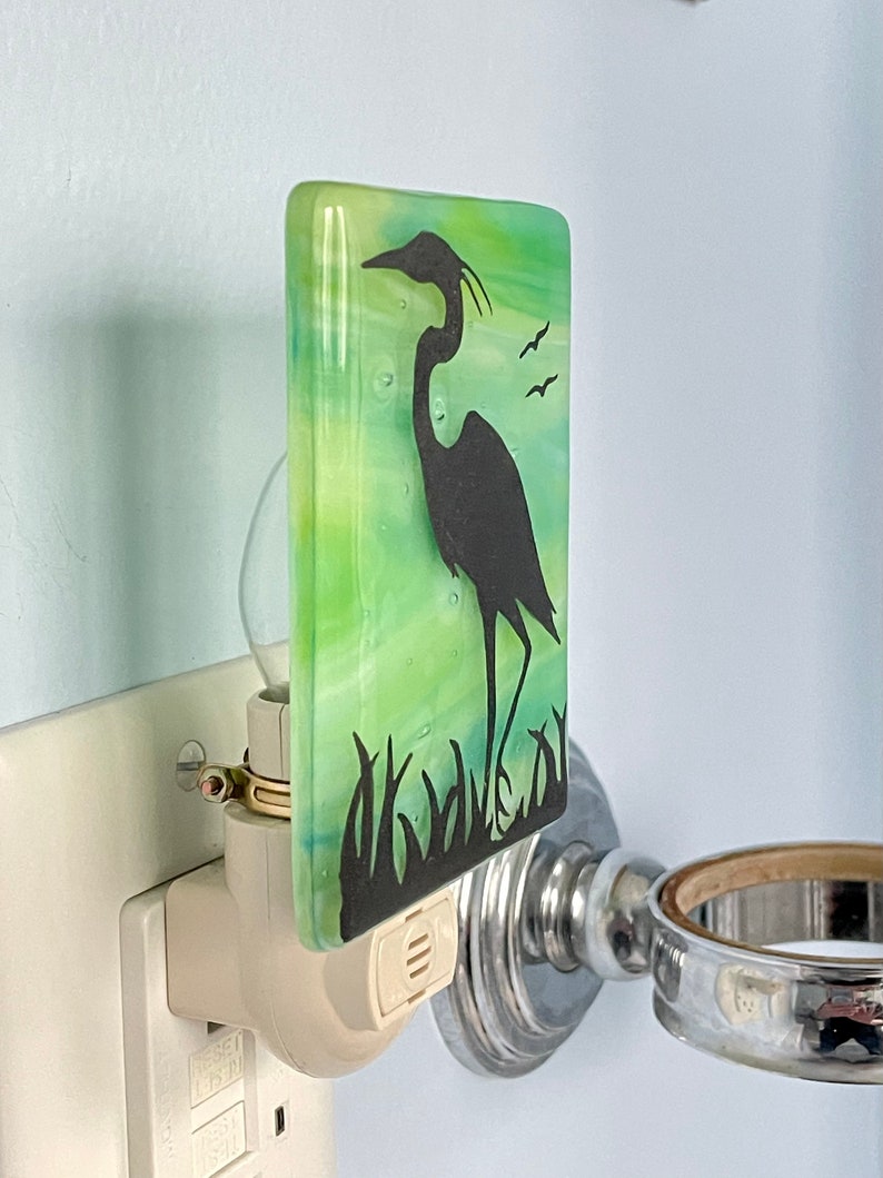 Egret Fused Glass Night Light image 3