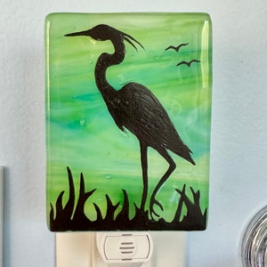 Egret Fused Glass Night Light image 5