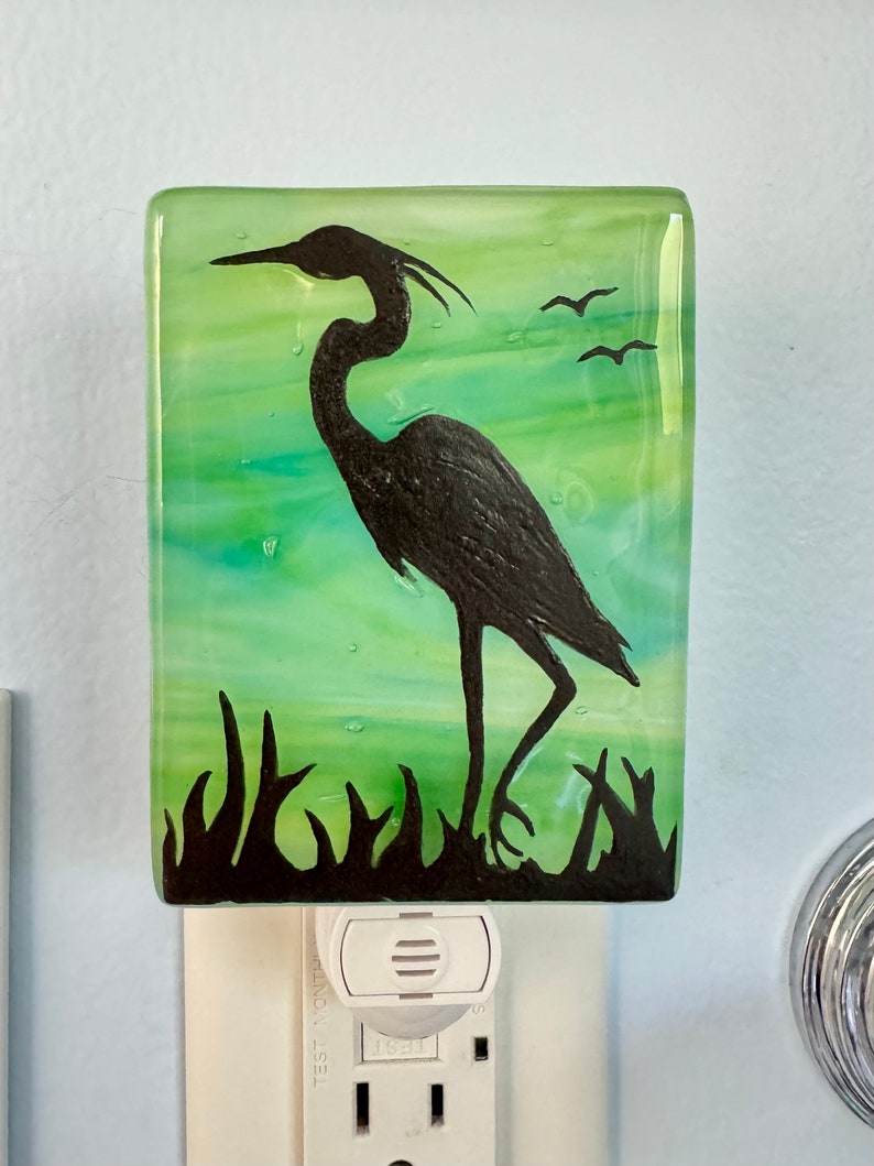 Egret Fused Glass Night Light image 5