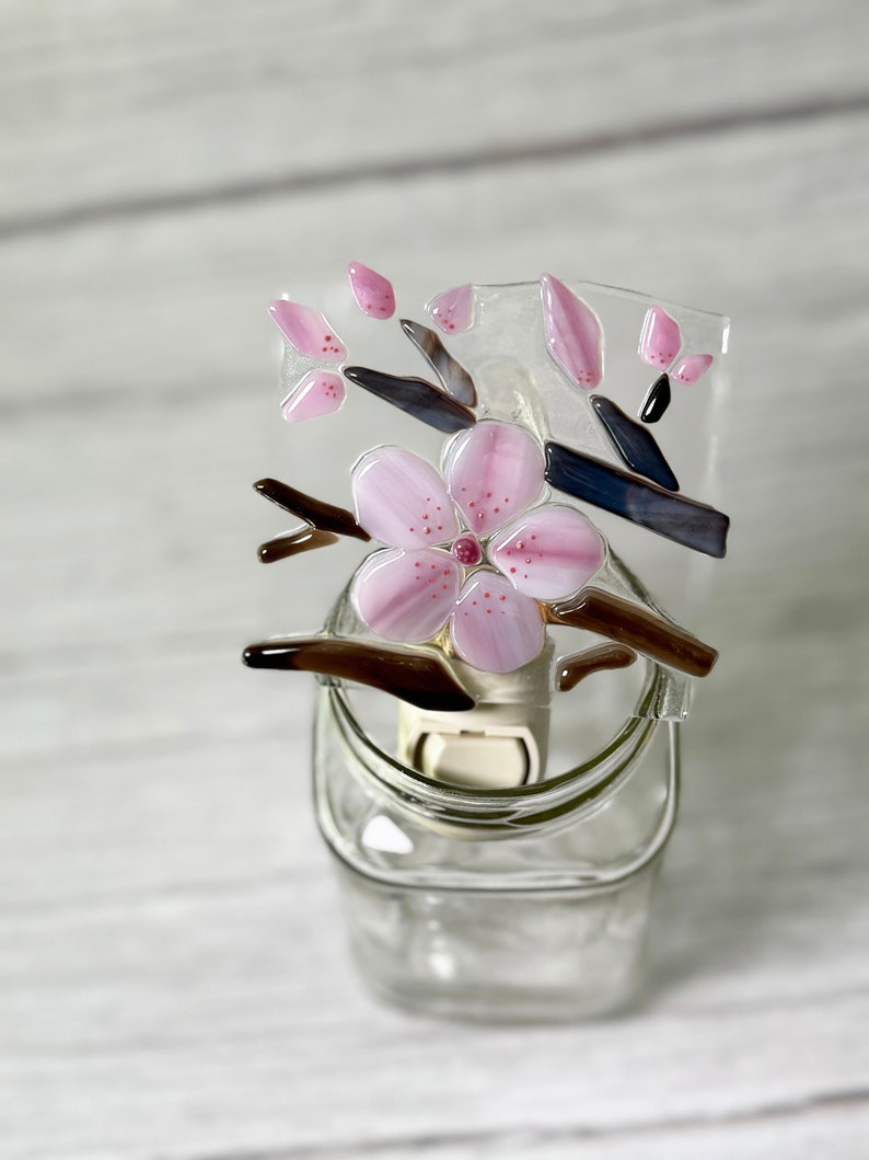 fused glass cherry blossom branch night light