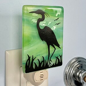 Egret Fused Glass Night Light image 2