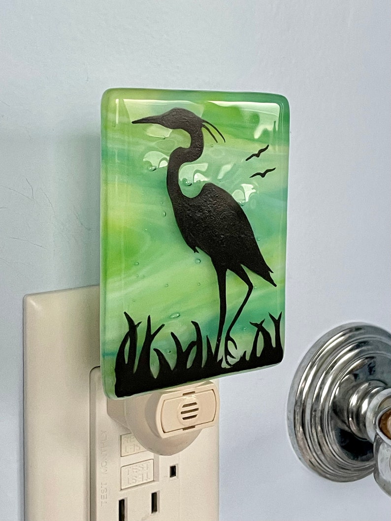 Egret Fused Glass Night Light image 2