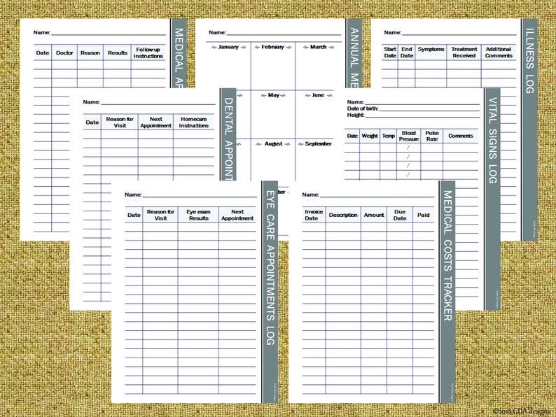 Medical Records Organizer Health Planner Kit Printable Etsy