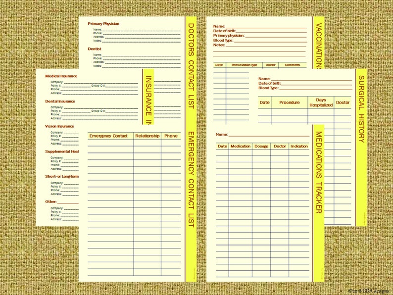 Medical Records Organizer Health Planner Kit Printable | Etsy