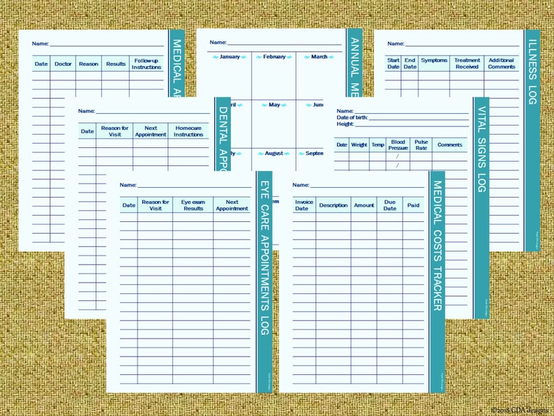Medical Records Organizer Health Planner Kit Printable Etsy