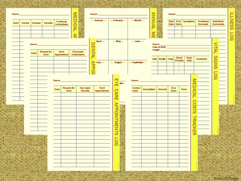 Medical Records Organizer Health Planner Kit Printable Etsy