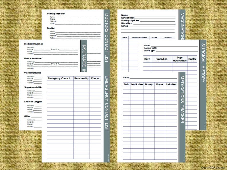 Medical Records Organizer Health Planner Kit Printable Etsy