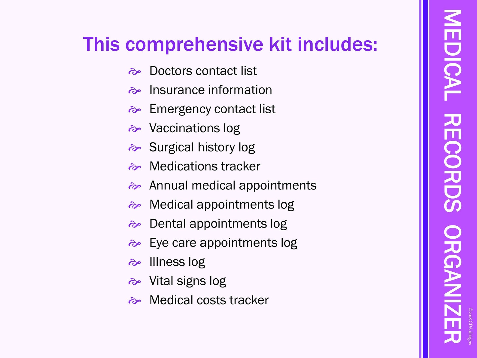 Medical Records Organizer Health Planner Kit Printable | Etsy