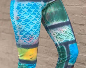 Piet Mondrian Abstract Mermaid Yoga Pants