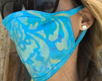 Turquoise Plushess Cotton Face Mask