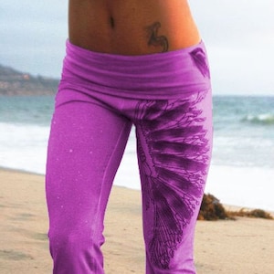 Hot Pink Hazey Breeze Feather Yoga Pants