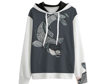 Koi Watercolor Sketch Kuroishi Unisex Cotton Pullover Hoodie