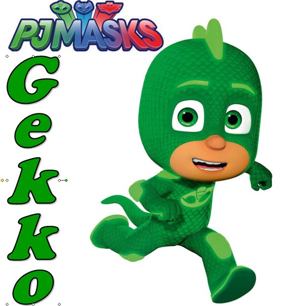 Pj Masks Gekko Iron On T Shirt Light Fabric Transfer 1 Etsy
