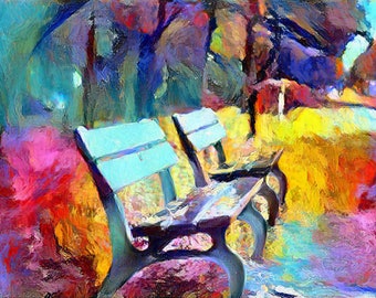 Two Benches - Giclee Print