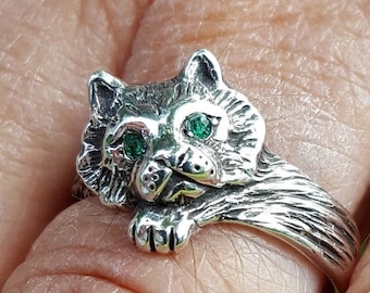 Cat Ring, Sterling Silver Cat Ring, Hand Made Cat Ring