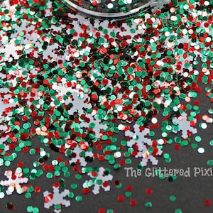 RED n' GREEN MERRY CHRISTMAs winter Glitter mix Loose Glitter for Nail art Hair Face Body Tumblers Craft supply Resin supply Freshie Glitter