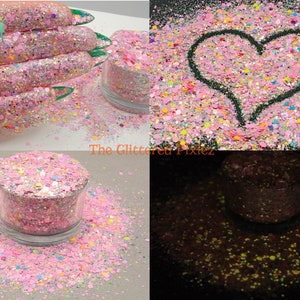 BIRTHDAY CAKE Glow in the dark glitter mix Fun Loose Glitter for Nail art Hair Face Body Tumblers Craft supply Resin supply Freshie Glitter