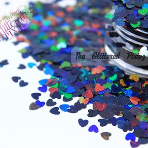 Midnight Holographic Heart Shape Glitter Loose Glitter for Nail art Hair Face Fun Body Tumblers Craft supply Resin supply Freshie Glitter