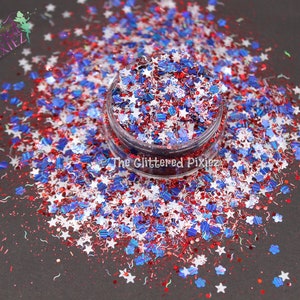 THE FOURTH -America Patriotic glitter mix Loose Glitter for Nail art Hair Face Fun Body Tumblers Craft supply Resin supply Freshie Glitter