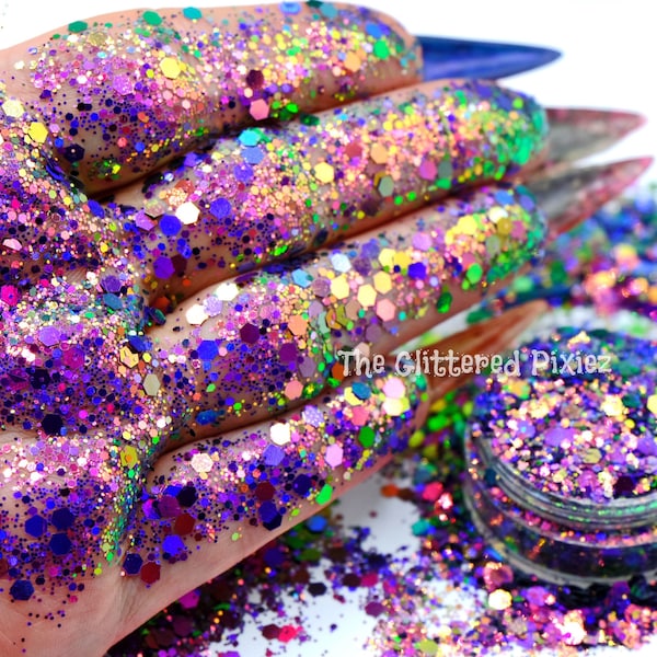 CESARE Color Shift holo glitter Sparkly Fun Loose Glitter for Nail art Hair Face Body Tumblers Craft supply Resin supply Freshie Glitter